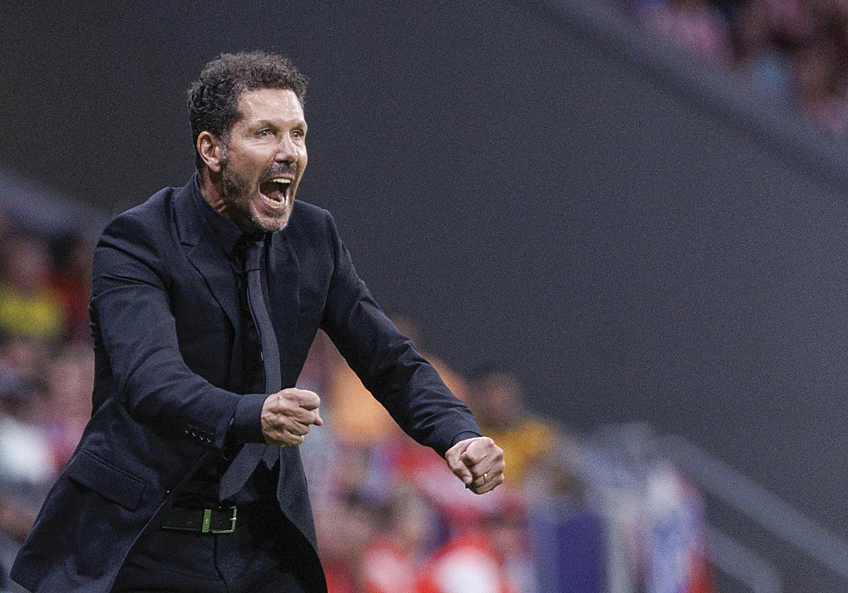 Simeone, durante el Atlético-Villarreal