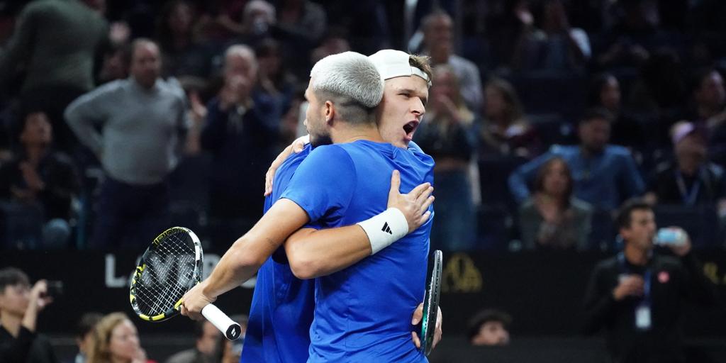Europa se pone 3-1 en la Laver Cup tras el triunfo de Alcaraz y Mensik en dobles