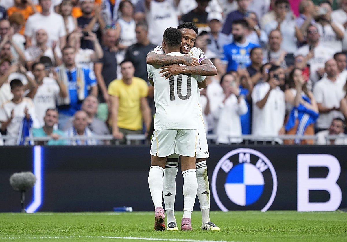 Militao y Mbappé celebran el 1-0