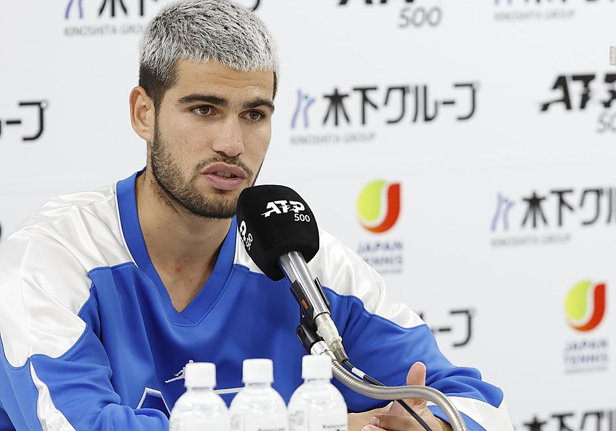 Alcaraz, durante la rueda de prensa posterior a la final de Tokio