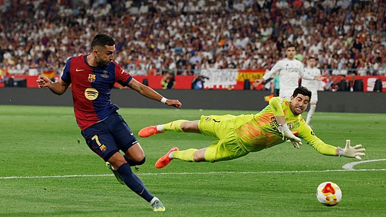 Courtois no puede evitar el gol de Ferran Torres en la última final de Copa del Rey