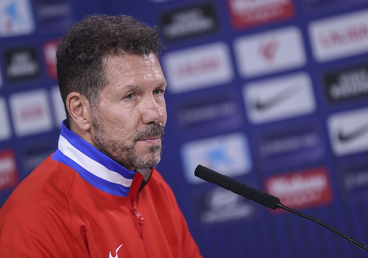 Simeone, durante la rueda de prensa previa al duelo frente al Sevilla FC