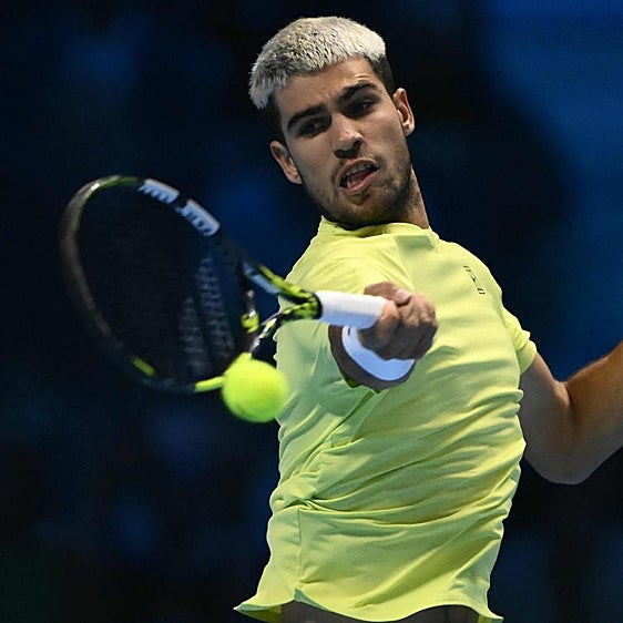 Carlos Alcaraz, durante su partido ante Aliassime