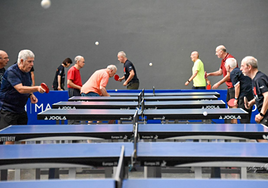 Jugadores de tenis de mesa, durante un entrenamiento