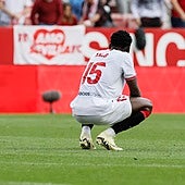 Akor Adams, en un partido con el Sevilla FC