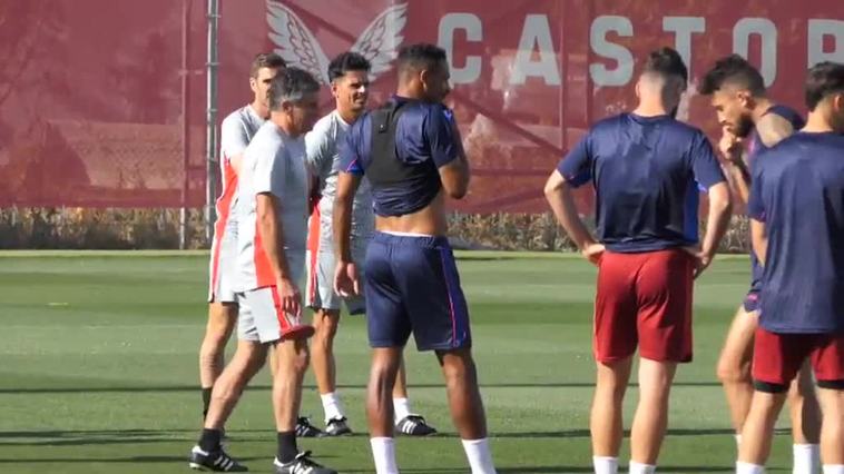 Entrenamiento del Sevilla previo a la crucial eliminatoria europea contra la Juventus