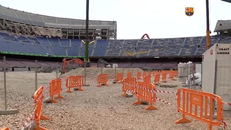 Laporta visita las obras de remodelación del Camp Nou