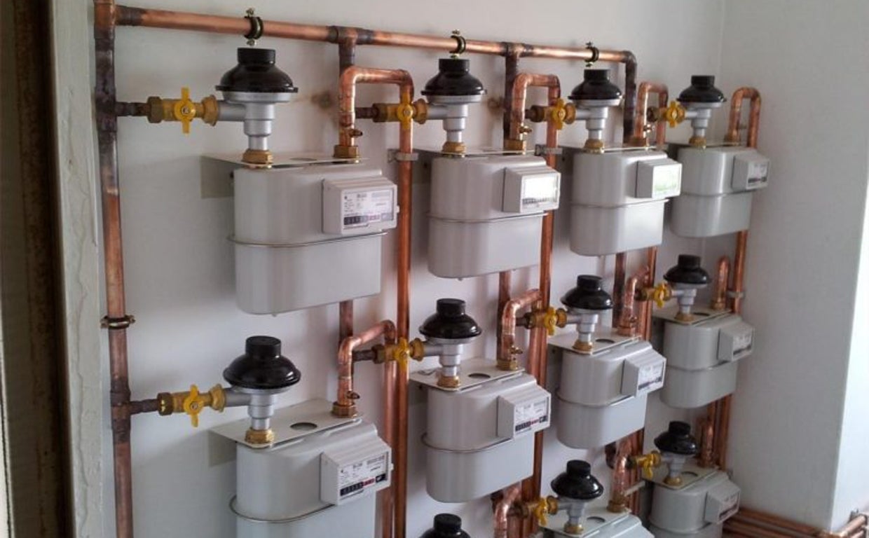 Contadores de gas en un edificio de viviendas