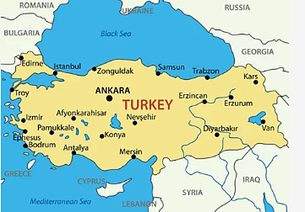 Mapa de Turquía y su entorno