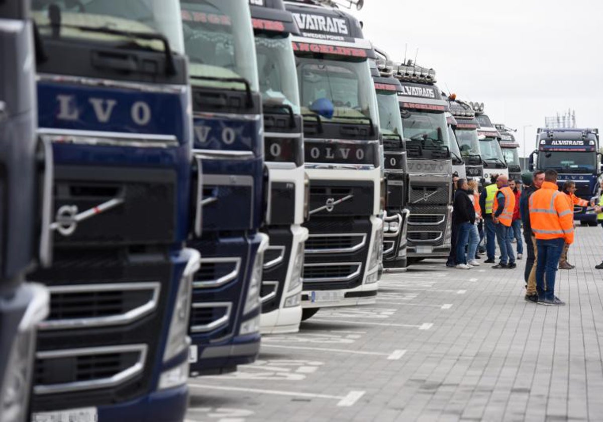 Camioneros durante los paros de marzo