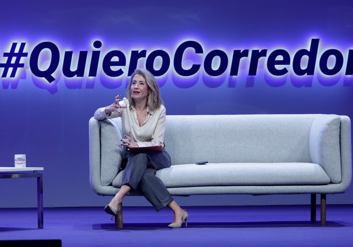 Imagen de la ministra de Transportes, Raquel Sánchez, en el Acto por el Corredor Mediterráneo en Barcelona