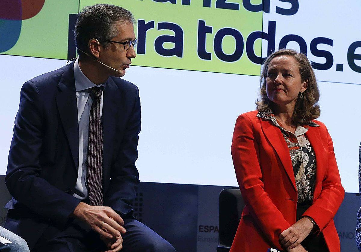 Pablo  Hernández de Cos y Nadia Calviñoop