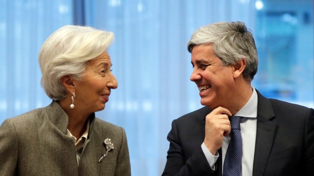 Christine Lagarde junto a Mario Centeno