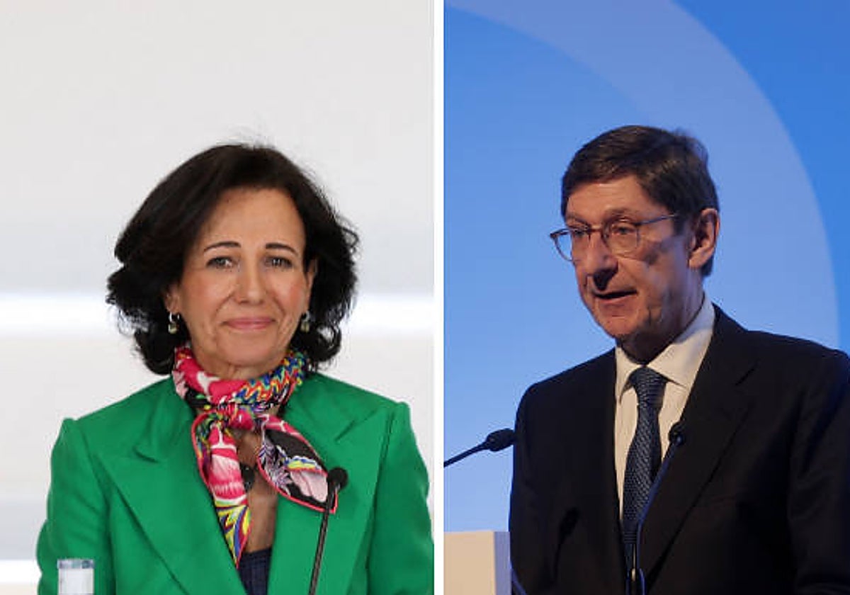 Ana Botín, presidenta de Banco Santander; José Ignacio Goirigolzarri, presidente de Caixabank