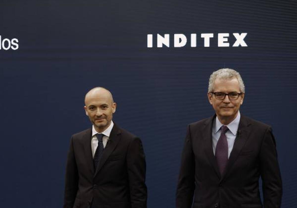 Óscar García Maceiras (i) fue nombrado consejero delegado de Inditex el año pasado, tras la salida de la presidencia de Pablo Isla (d)