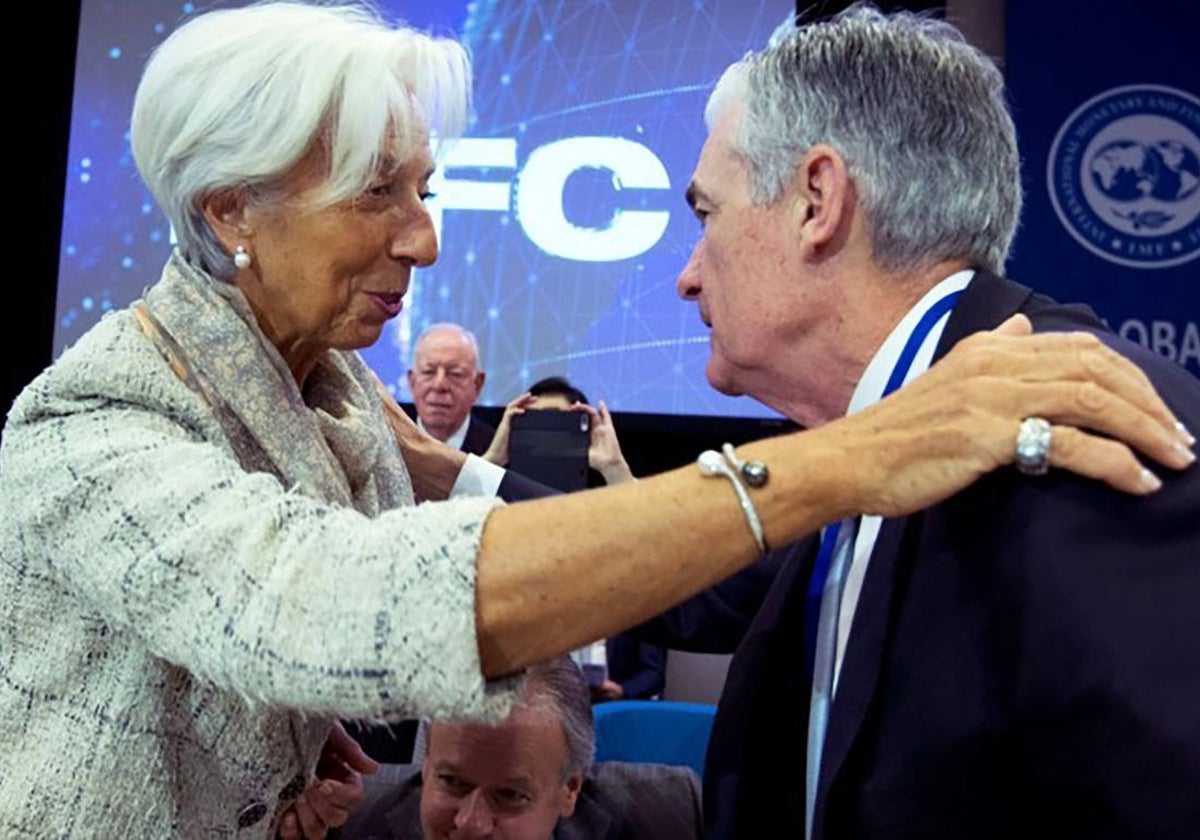 Christine Lagarde, presidenta del BCE, y Jerome Powell, su homólogo en la Reserva Federal