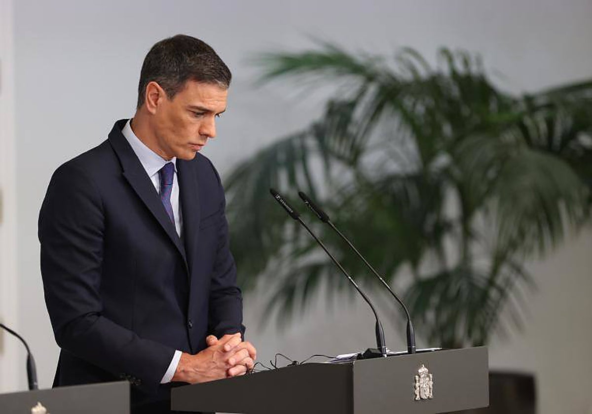 El presidente del Gobierno, Pedro Sánchez, en el Palacio de la Moncloa