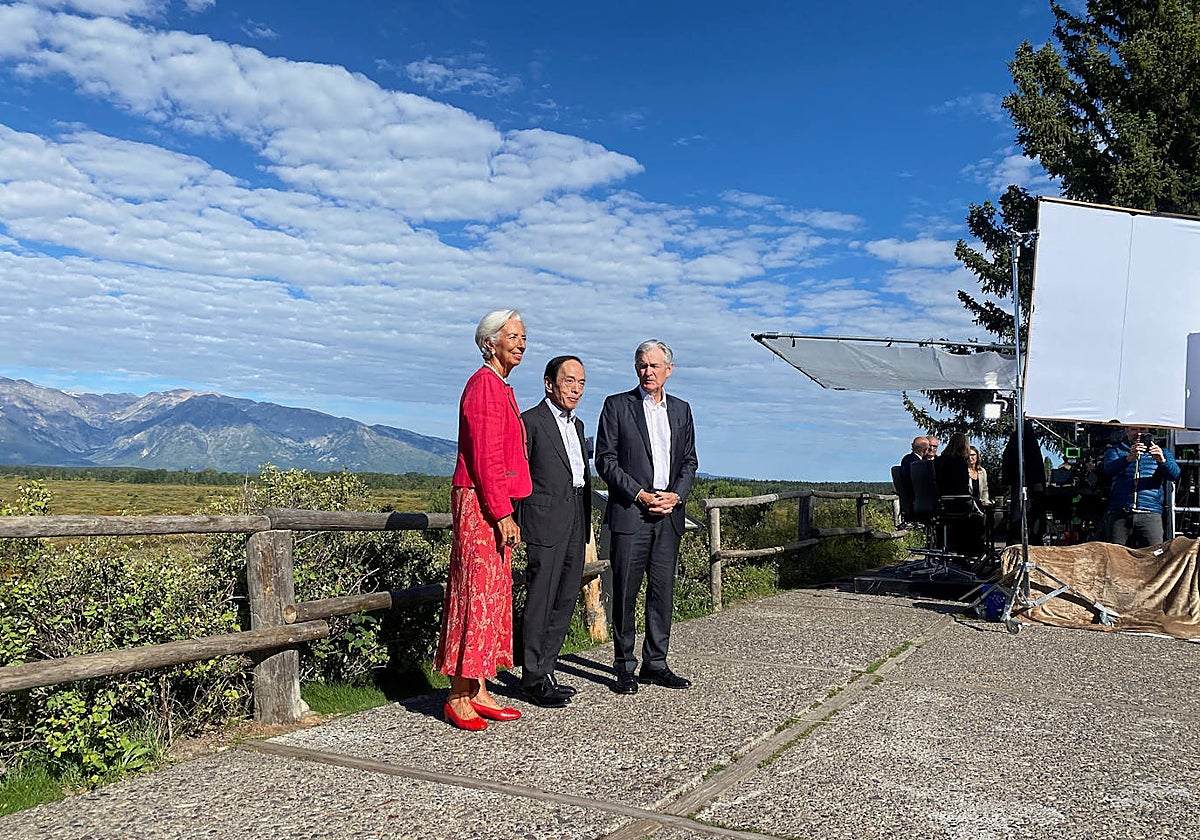 La presidenta del BCE, Christine Lagarde, en la reunión de Jackson Hole