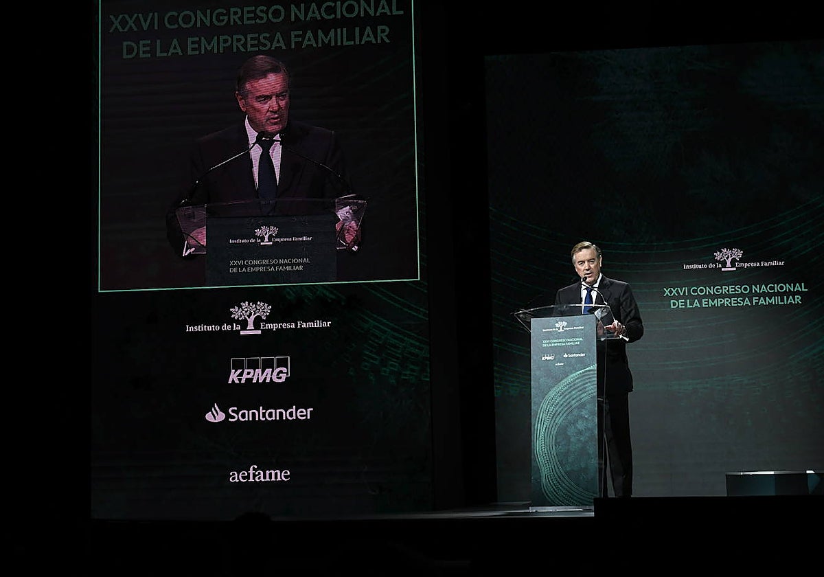 El presidente del Instituto de la Empresa Familiar, Andrés Sendagorta, durante su discurso de cierre