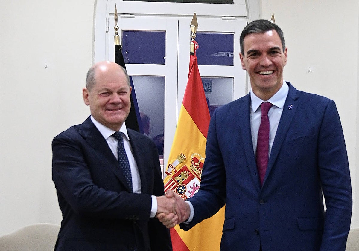 Olaf Scholz, canciller alemán, y Pedro Sánchez, presidente del Gobierno español en funciones