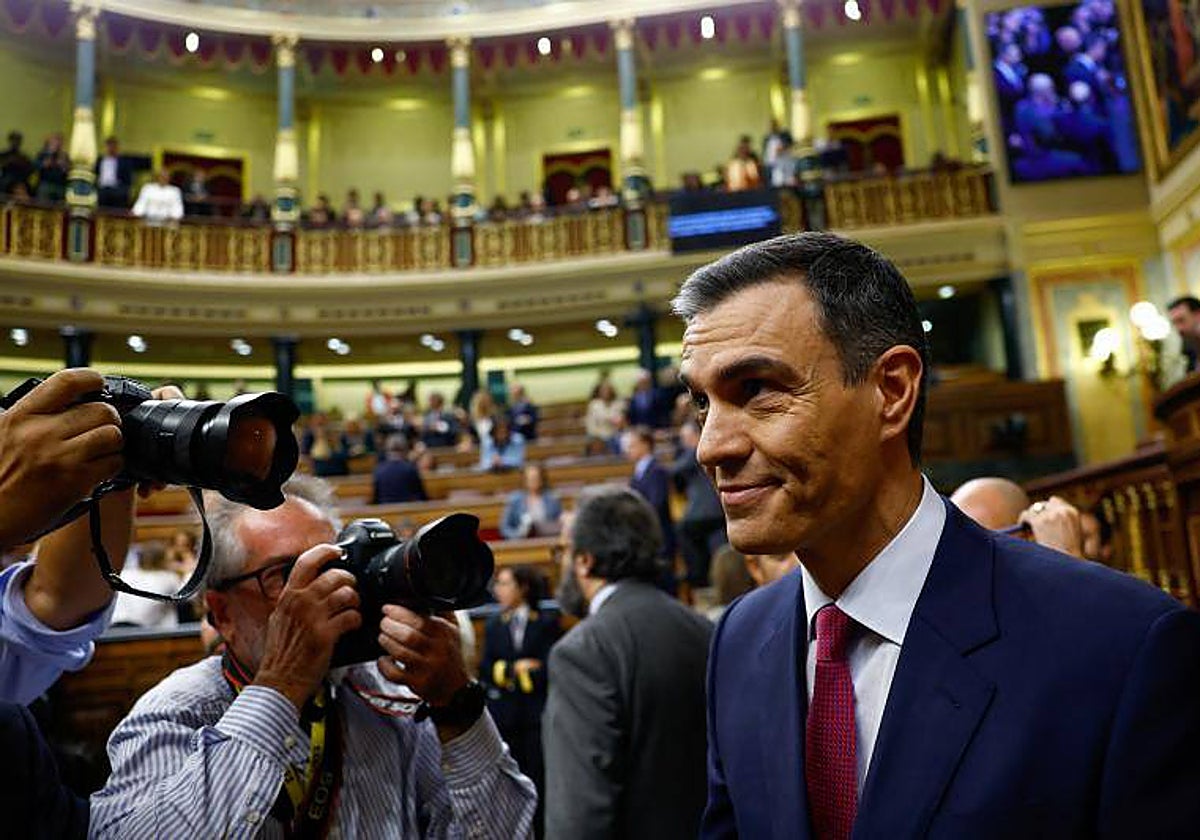 Pedro Sánchez, durante la sesión de investidura