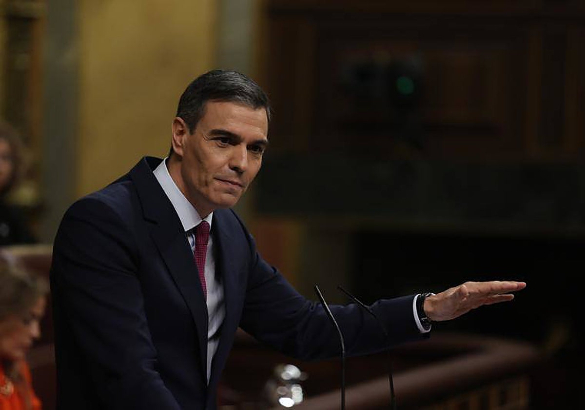Pedro Sánchez durante el debate para su investidura