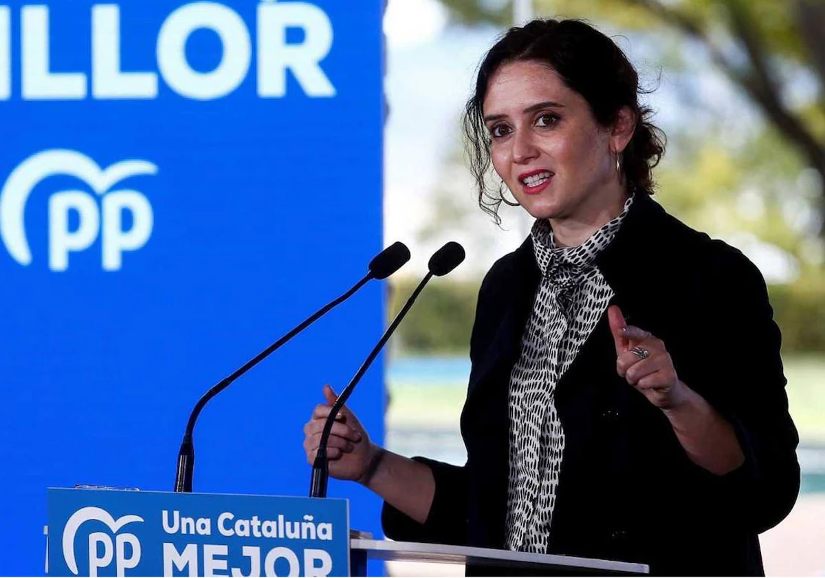 La presidenta de la Comunidad de Madrid, Isabel Díaz Ayuso, en un acto en Cataluña