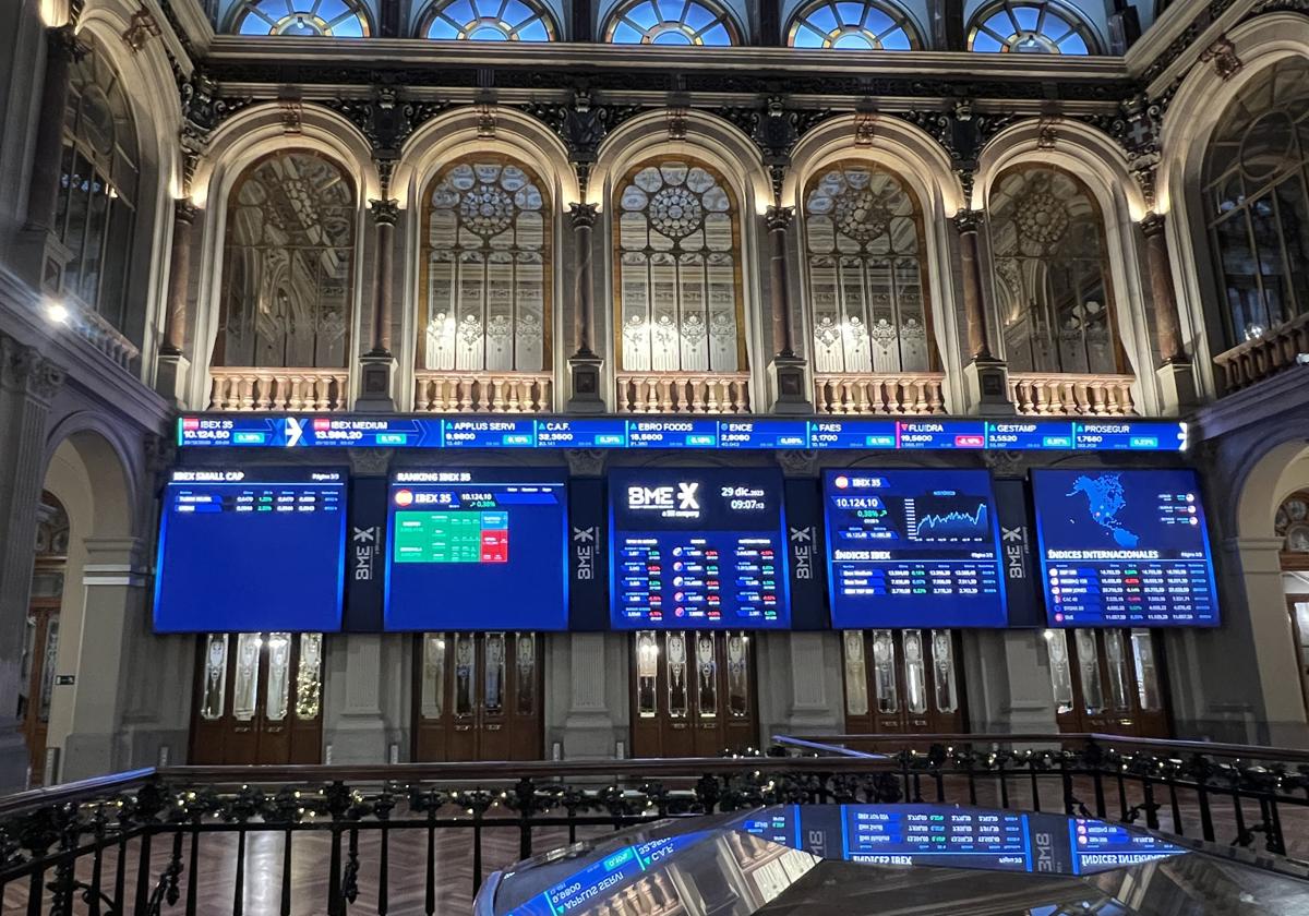 Interior de la Bolsa de Madrid.