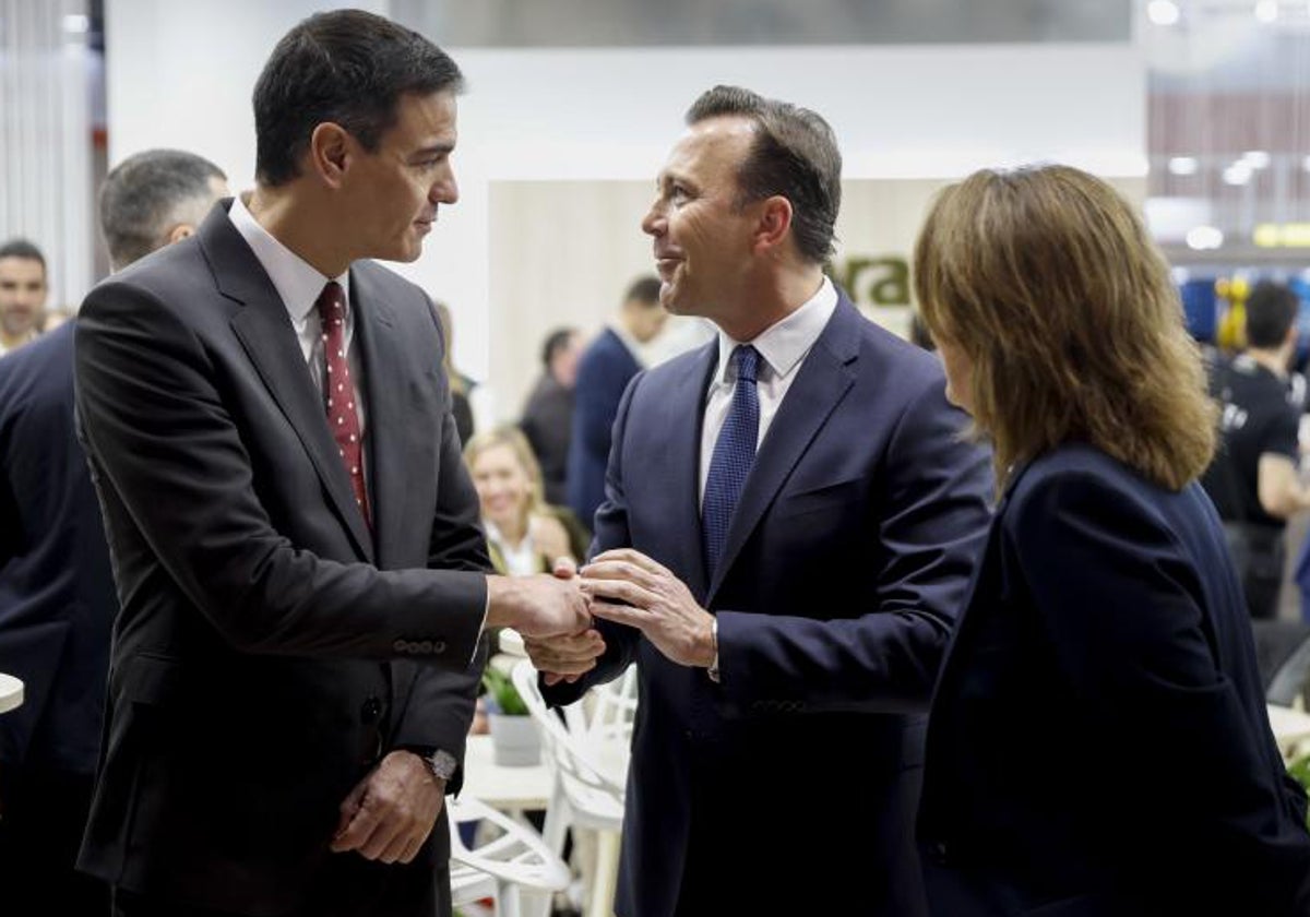 Sánchez con Gonzalo Errejón, CEO de Amara NZero, y Teresa Ribera