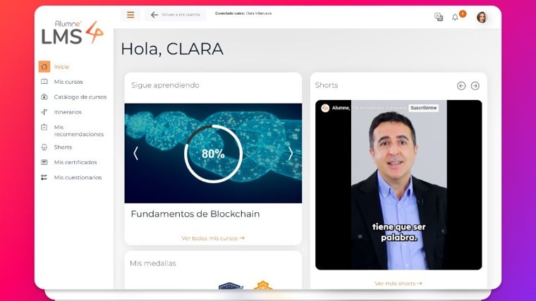Una de las pantallas de la plataforma de Alumne, que premite crear formación online sin necesidad de conocimientos técnicos
