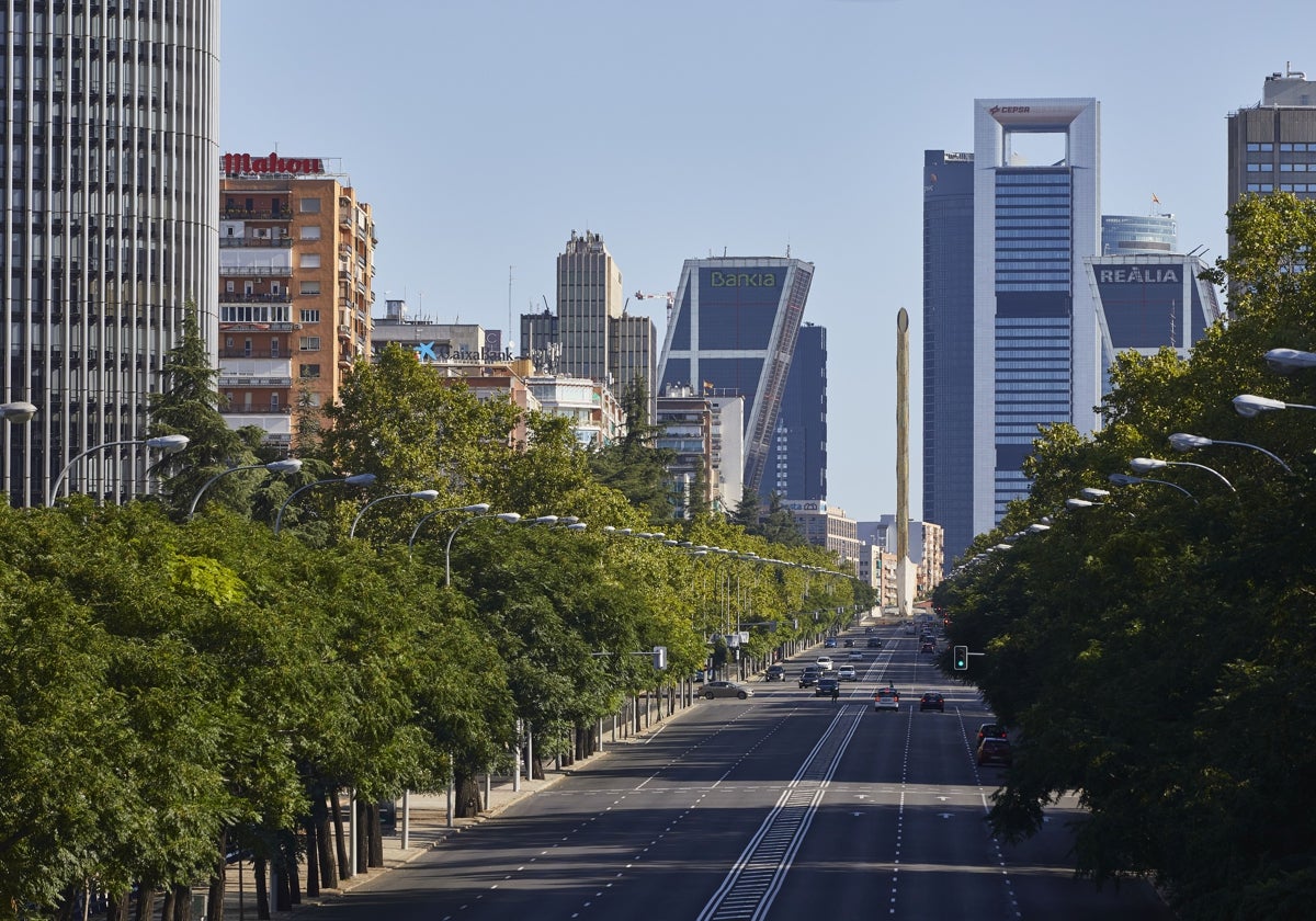 Vistas de las empresas del Paseo de la Castellana en Madrid