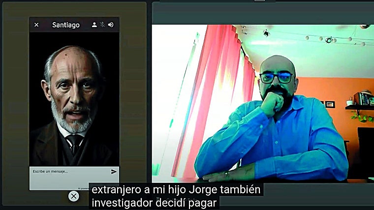 Guillermo Peña charla con Ramón y Cajal, una de las opciones que abre la IA conversacional de su proyecto Minsaic, respaldado por EAE