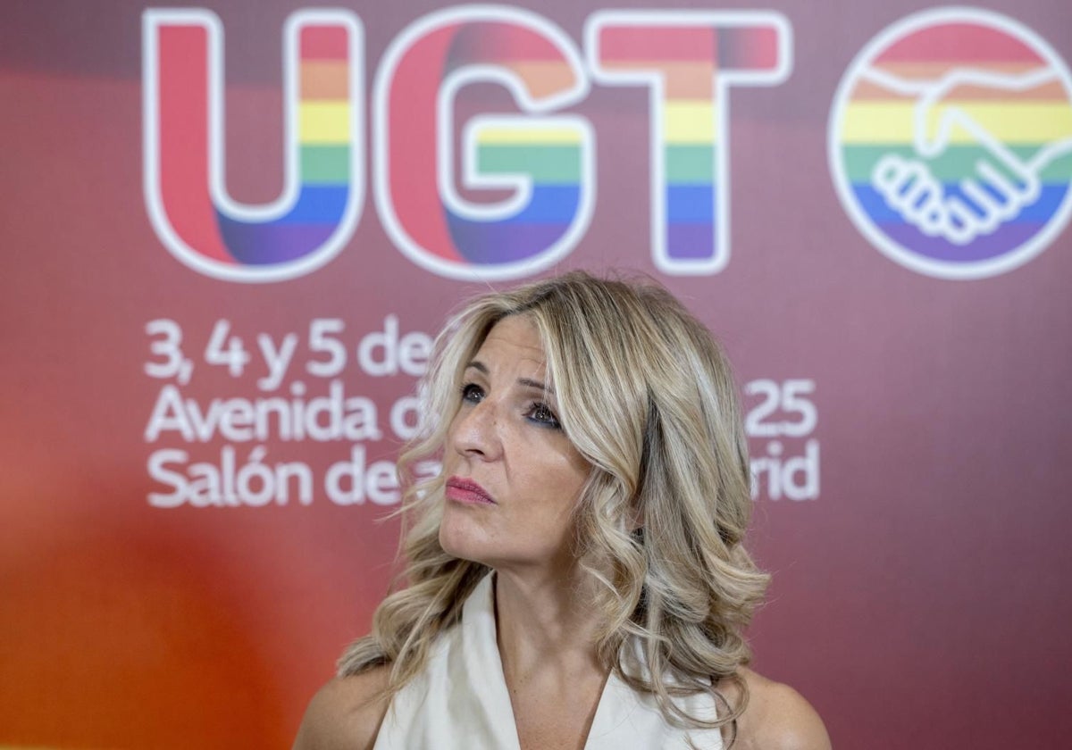 La vicepresidenta durante las III Jornadas confederales LGTBI, en Madrid