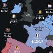 El mapa de los salarios en Europa por horas que muestra donde se sitúa España