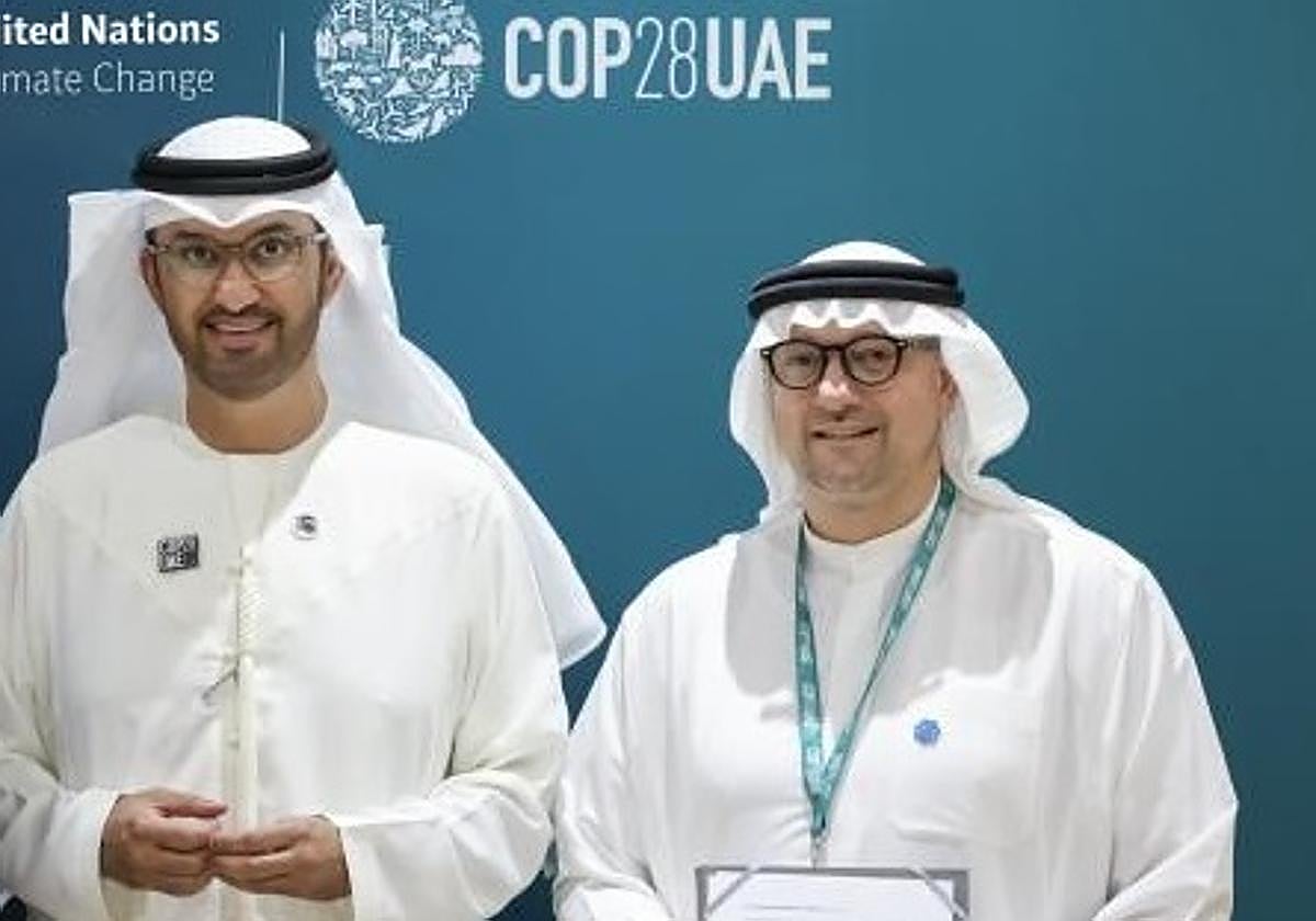 El presidente de Masdar, Sultan Al Yaber, y el consejero delegado de Masdar, Mohamed Jameel