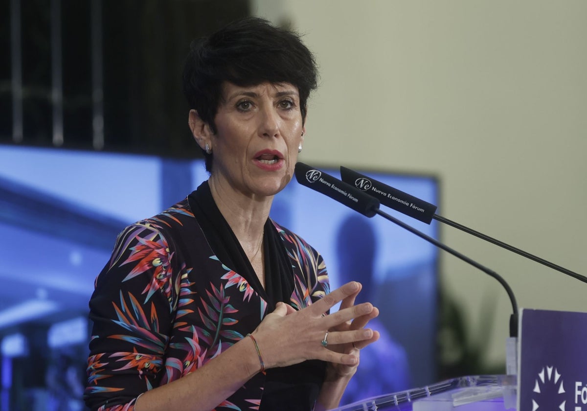 La ministra de Inclusión, Elma Saiz durante un desayuno informativo celebrado este jueves en Madrid