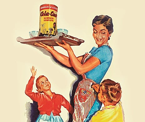 Imagen secundaria 1 - Arriba, la fábrica de Lepant, donde se instalaron en 1957; abajo a la izquierda, dibujo impreso en envases de ColaCao y usado en publicidades; abajo a la derecha, histórico cartel publicitario de ColaCao del 'niño boxeador'