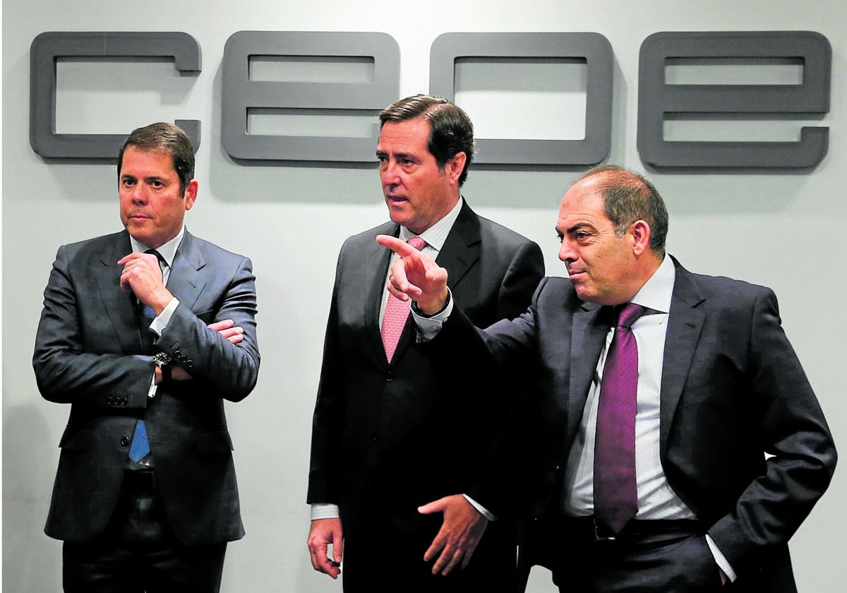 Los presidentes de Cepyme, CEOE y ATA.