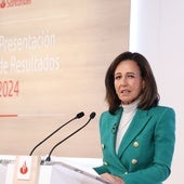 Ana Botín, presidenta de Banco Santander, durante la presentación de resultados anuales