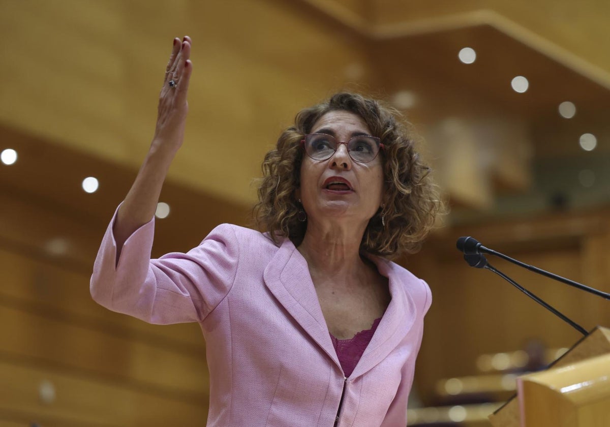 La ministra de Hacienda, María Jesús Montero, durante una intervención en el Senado