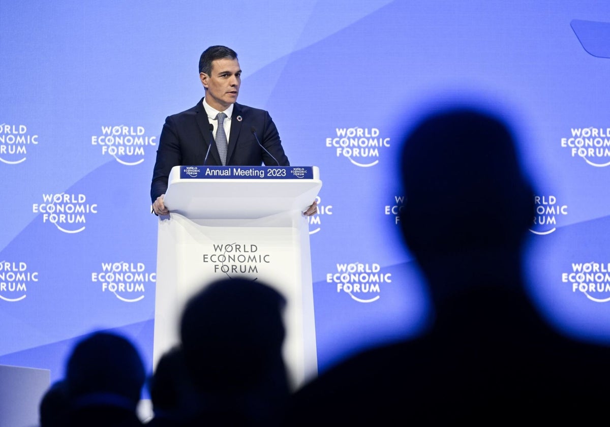 Pedro Sánchez, durante una intervención en Foro de Davos
