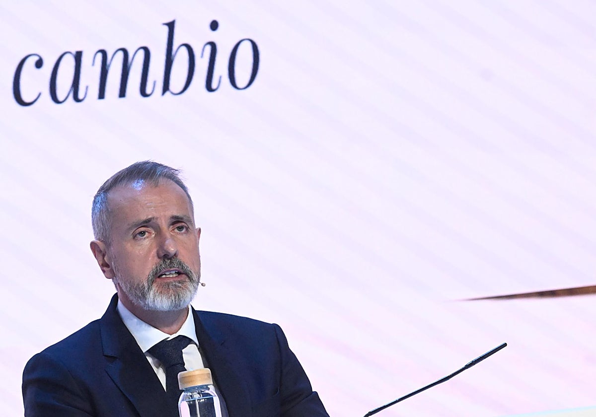 El presidente de Telefónica, Marc Murtra, durante la rueda de prensa