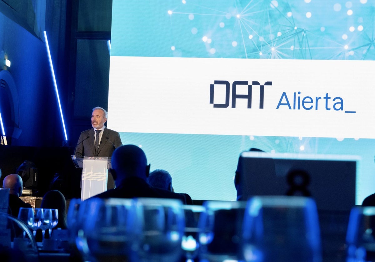 El presidente del Gobierno de Aragón, Jorge Azcón, en la presentación del Plan Director del DAT Alierta