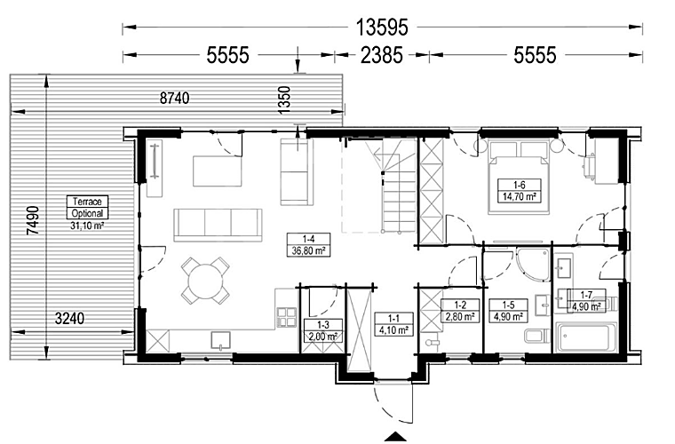 Plano planta inferior casa INGRID