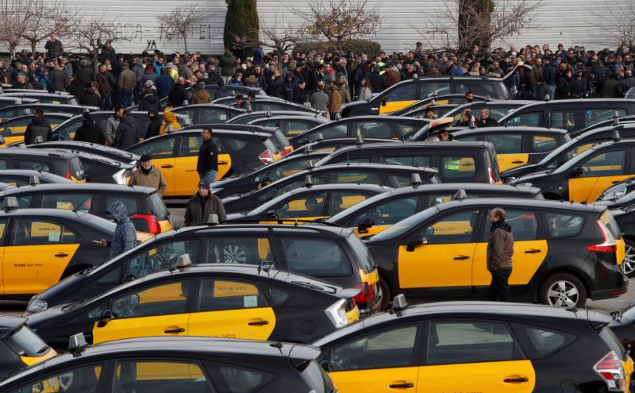 Manifestación del sector del taxi en Barcelona en 2019