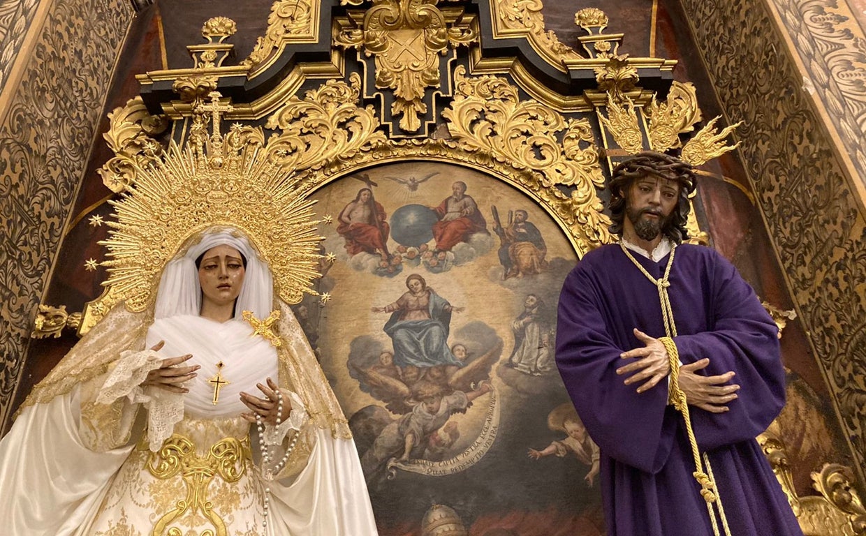 La Virgen de la Caridad y el Señor del Buen Suceso, en su altar provisional