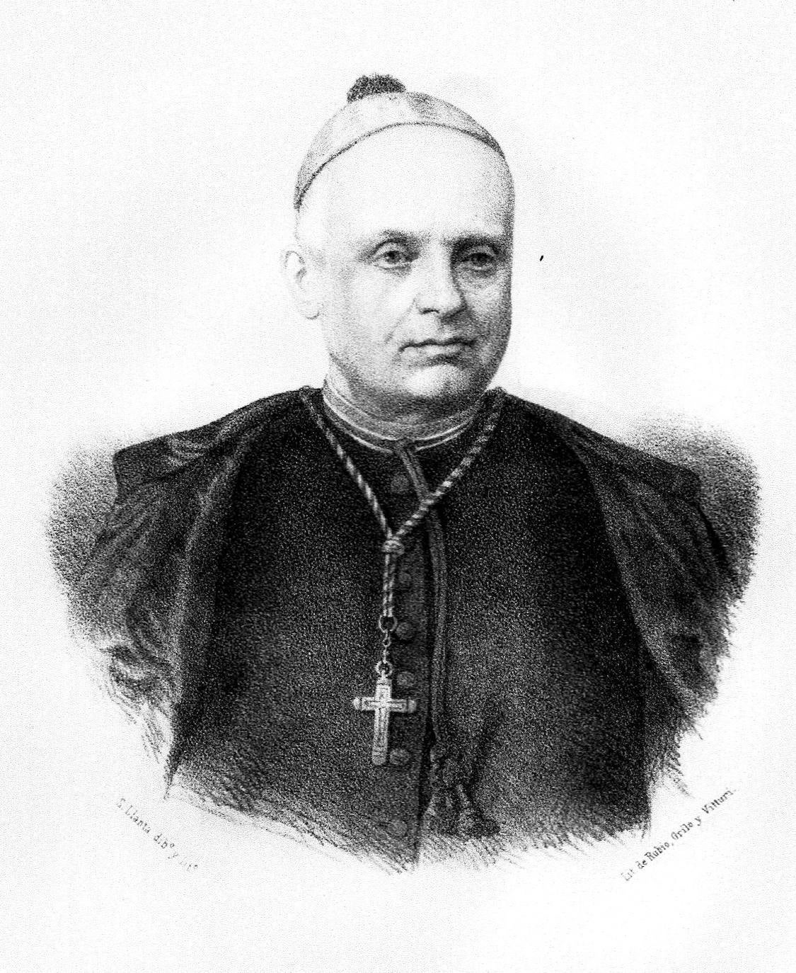 Retrato de Antolín Monescillo y Viso, obispo de Jaén y diputado en el Congreso. Litografía de Santiago Llanta. En 'Los diputados pintados por sus hechos' Madrid: 1869.