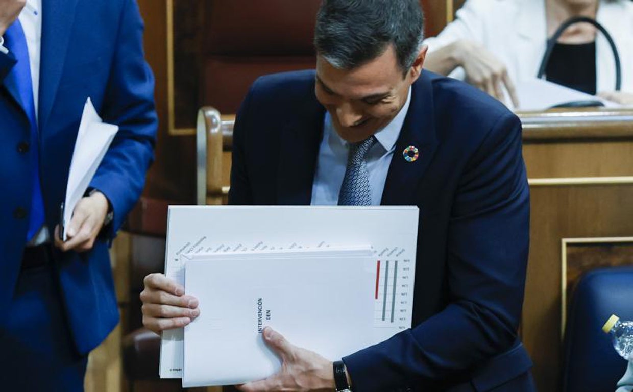 El presidente del Gobierno, Pedro Sánchez, tras su intervención en el debate sobre el estado de la nación