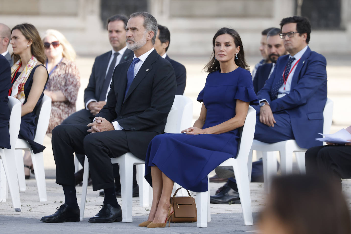 Los Reyes, Don Felipe VI y Doña Letizia, esta mañana. 