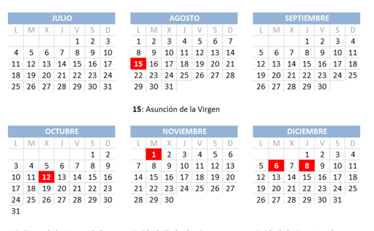 víctima transfusión ~ lado Calendario laboral 2022 en Valencia: dónde es festivo el lunes 25 de julio